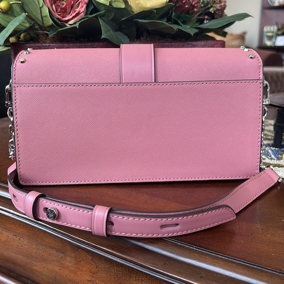 Brand New Michael Kors Pink Leather Greenwich Convertible Studded Shoulder Bag - Picture 6 of 16
